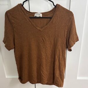 COS Linen V-Neck Short Sleeve Tee